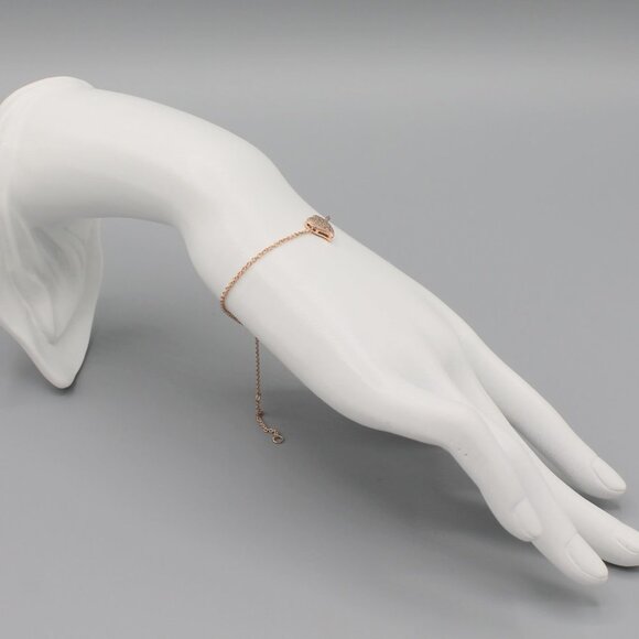 Love heart bracelet rose gold plated simple dainty - Picture 4 of 6